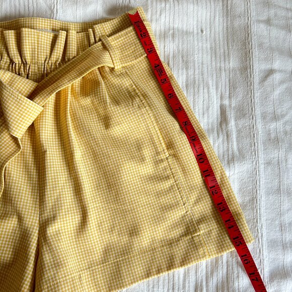 NWOT Aritzia Wilfred GÉLAS Shorts - Wrap Tie Plaid Yellow - Picture 6 of 8